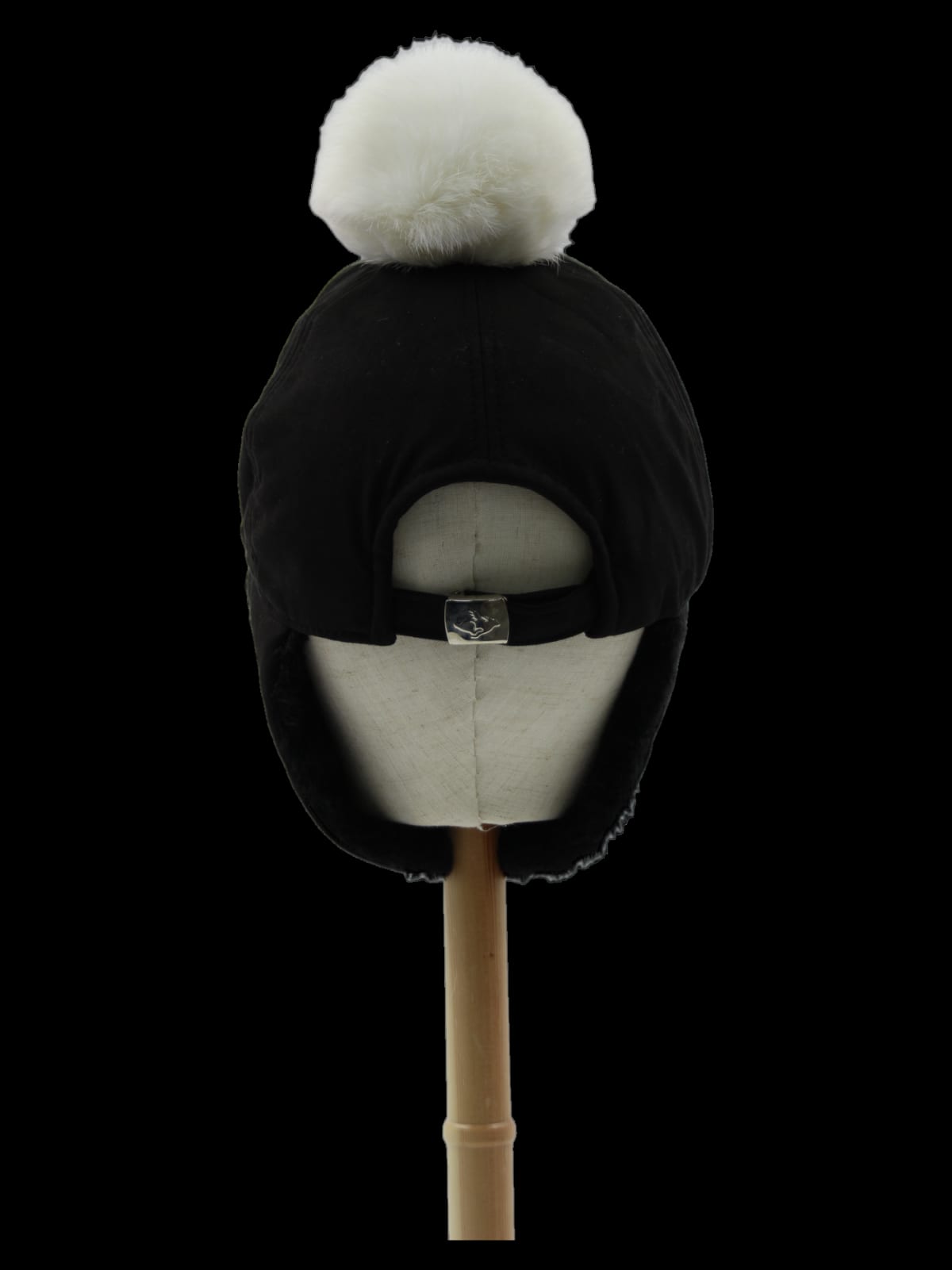 블랙 스마일 큐빅 폼폼 귀달이 모자