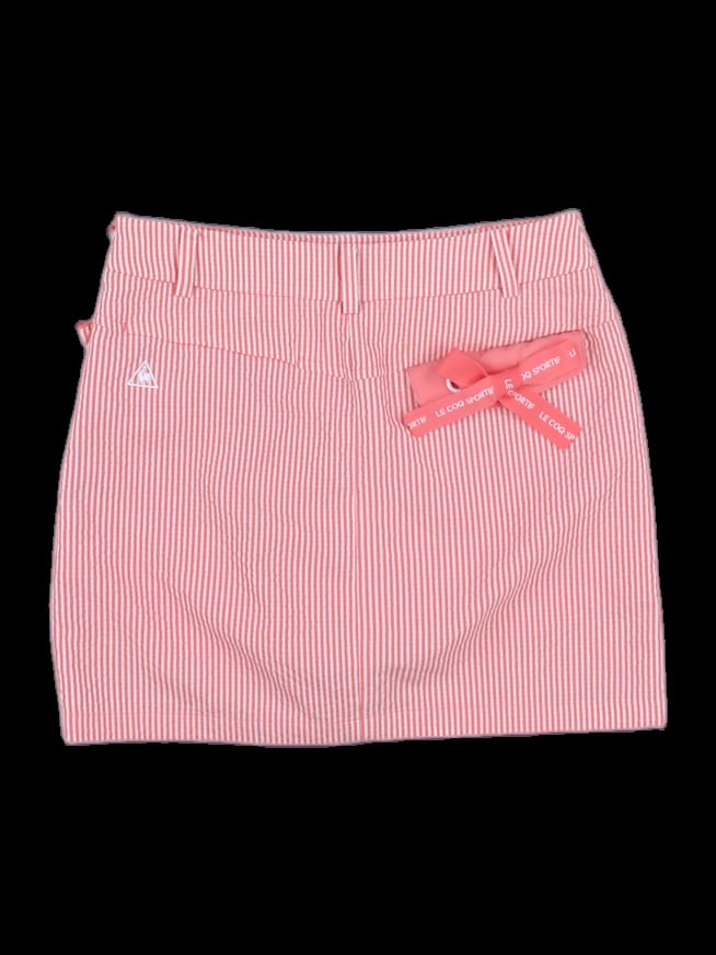 오렌지 핀스트라이프 플리츠 미니 스커트