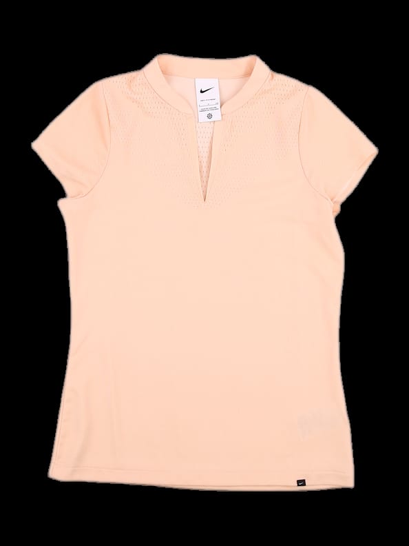 연한 오렌지 메쉬 믹스 반팔 카라 티셔츠