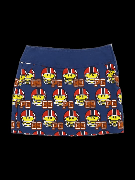 네이비 그래픽 패턴 A라인 스커트