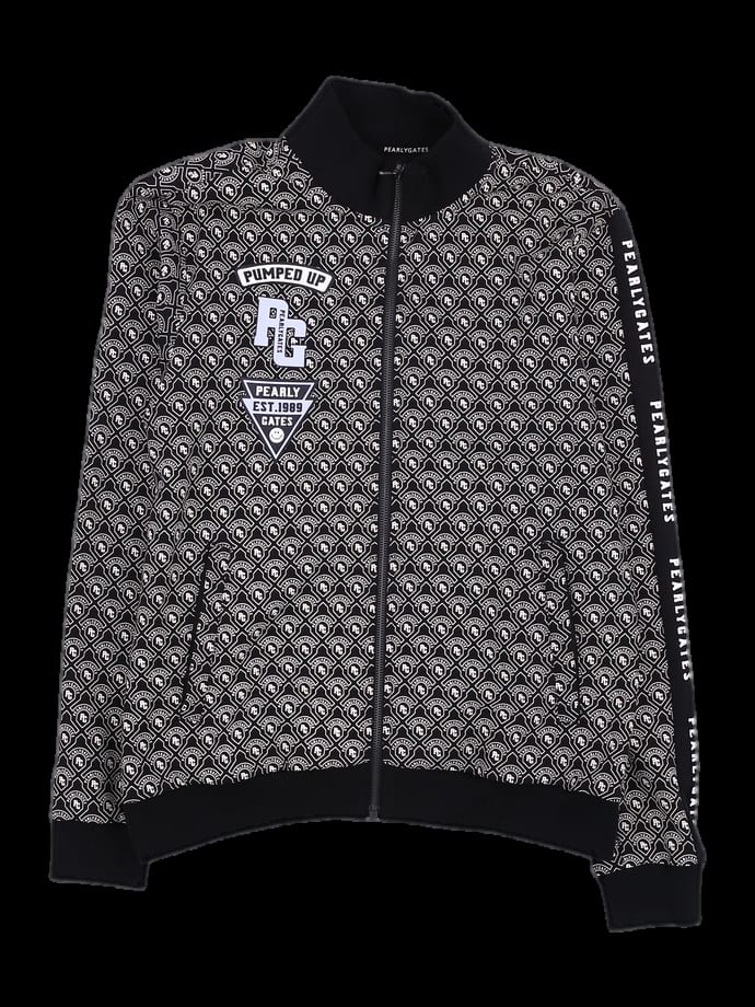 블랙/화이트 패턴 풀집업 자켓