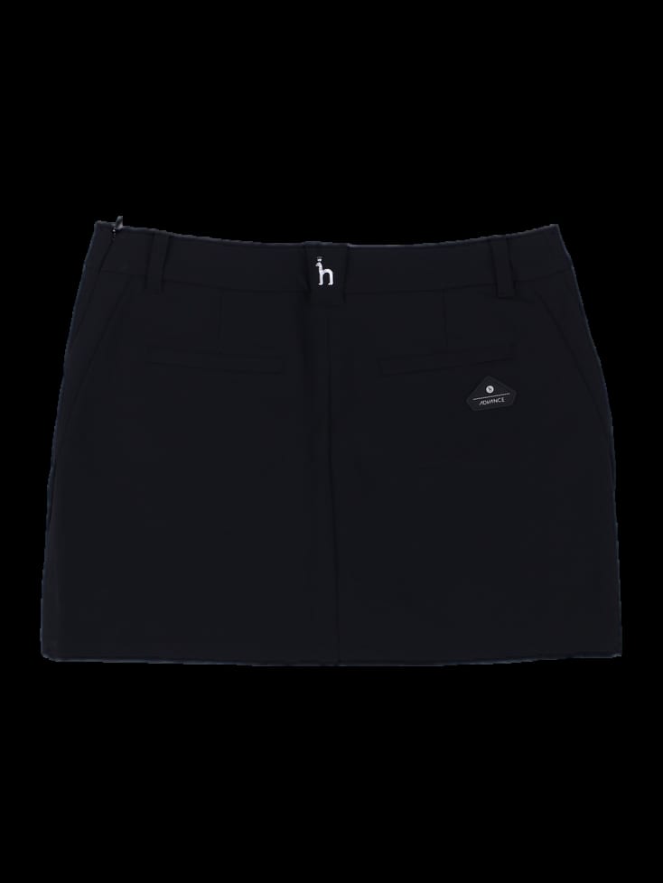 블랙 솔리드 H라인 미니 스커트