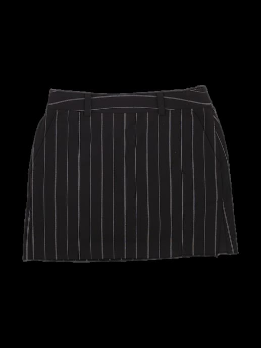 블랙 세로 스트라이프 미니 스커트