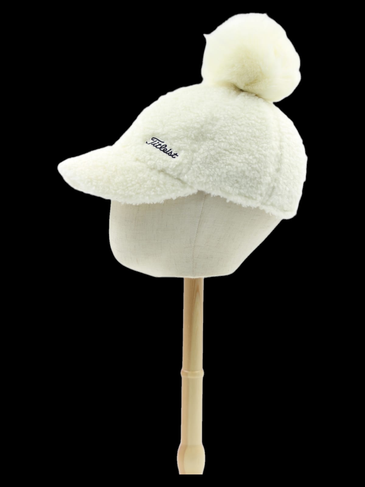 아이보리 플리스 방울 캡 모자