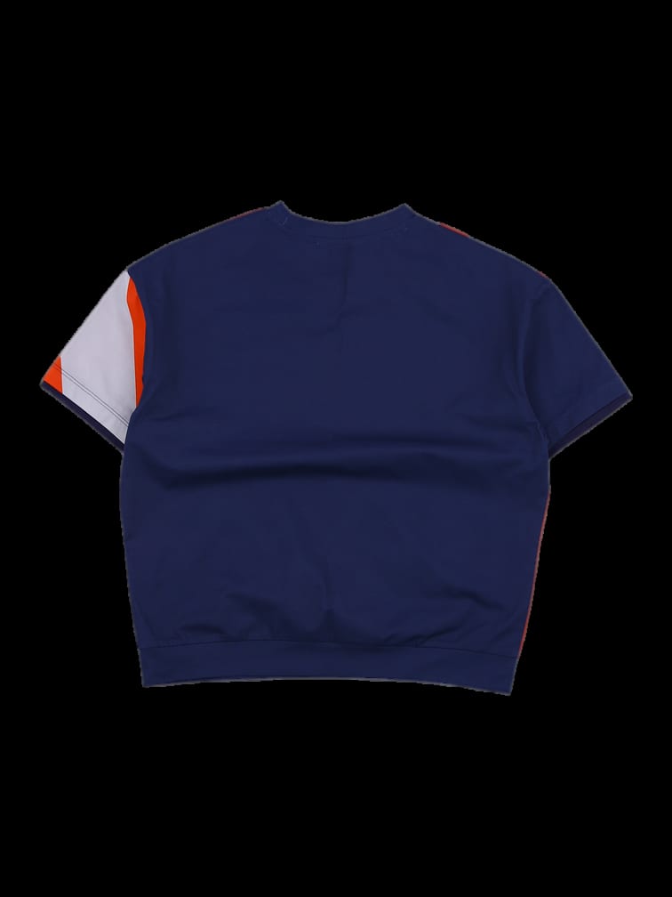 멀티 컬러 기하학 배색 로고 반팔 티셔츠