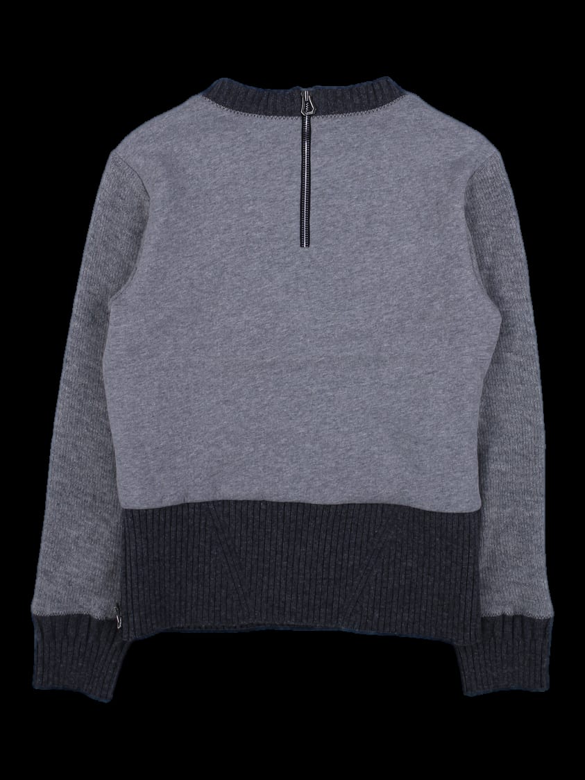 그레이 블록 배색 긴팔 넥지퍼 니트