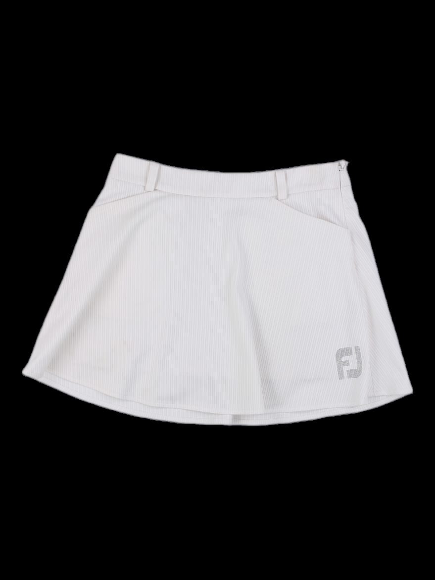 아이보리 핀스트라이프 플레어 스커트