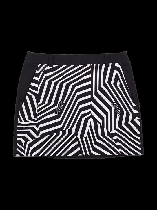 블랙 앤 화이트 기하학 패턴 미니 스커트