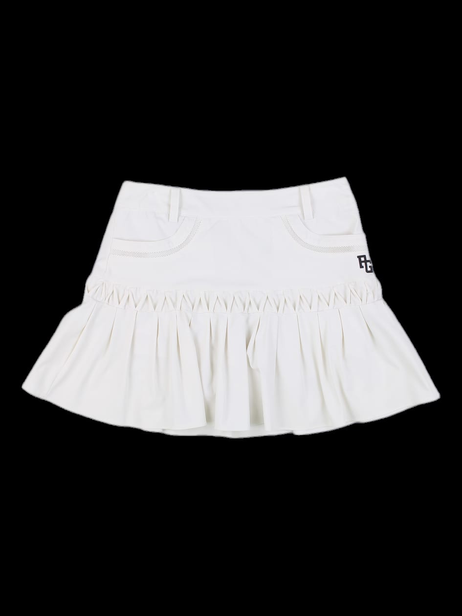 아이보리 플리츠 큐롯 스커트