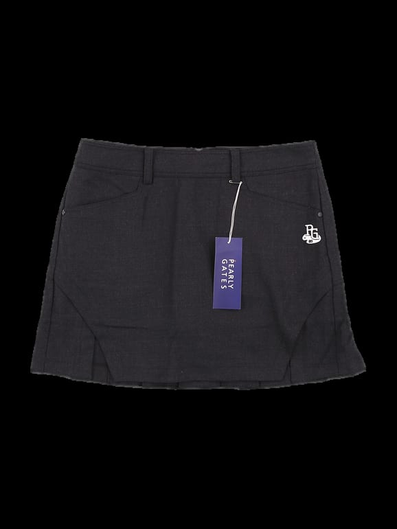블랙 로고 포인트 플리츠 미니 스커트