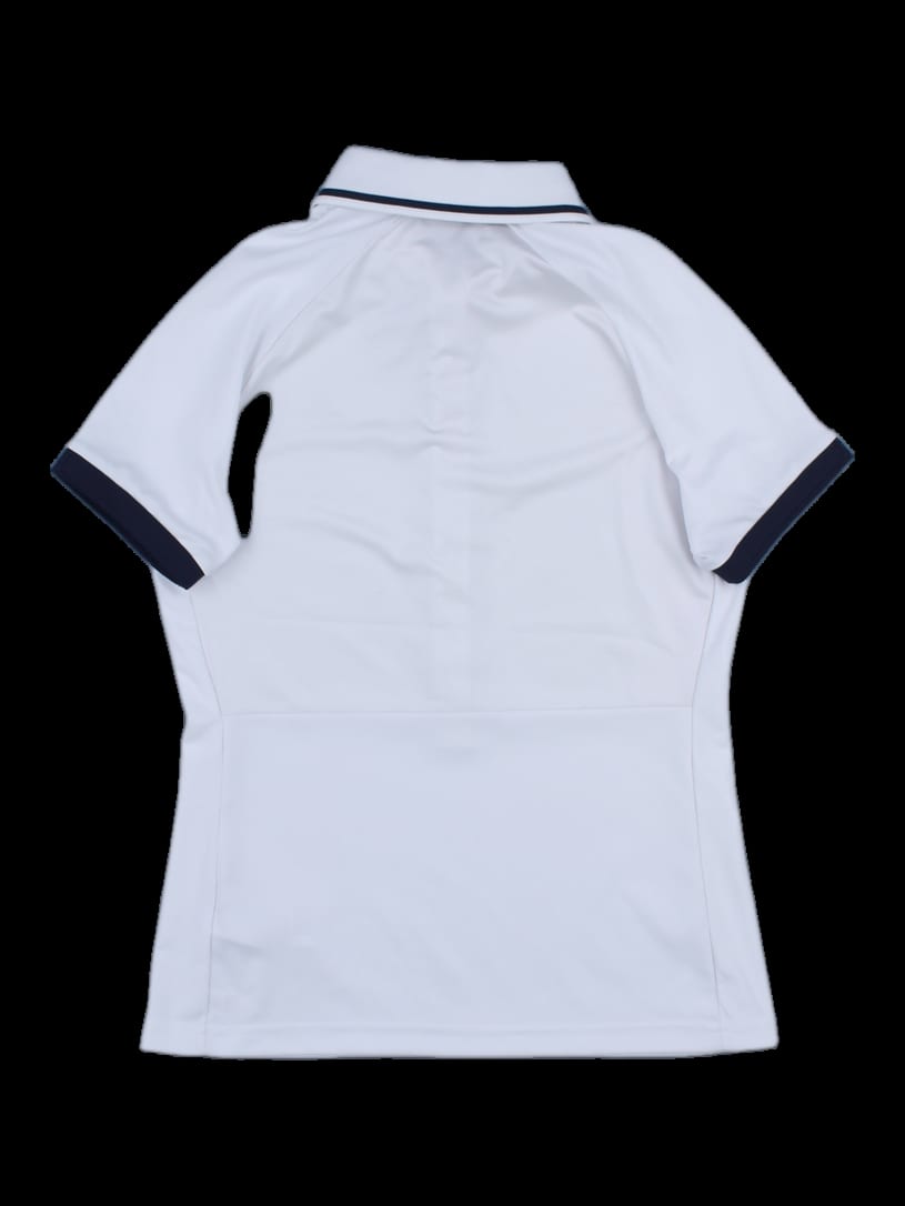 화이트 네이비 배색 반팔 카라 티셔츠