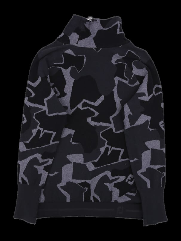 블랙 기하학 패턴 목폴라 니트