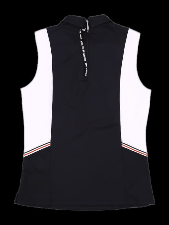 블랙 앤 화이트 블록 민소매 카라티