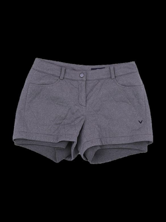 그레이 로고 자수 퀼팅 숏 팬츠