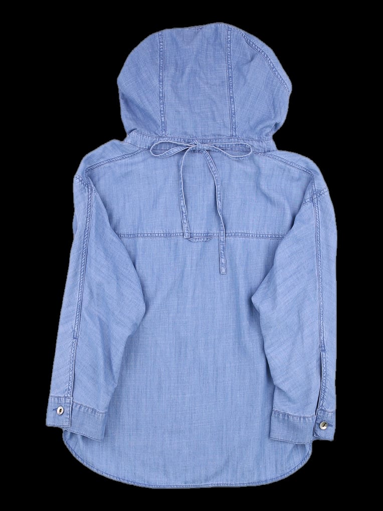블루 데님 후드 풀오버 셔츠