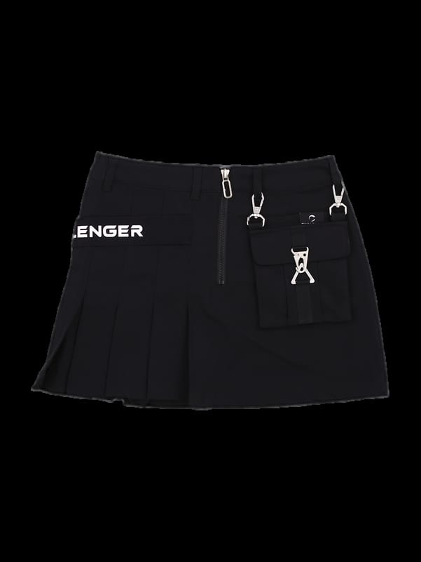 블랙 사이드 플리츠 언밸런스 큐롯 스커트