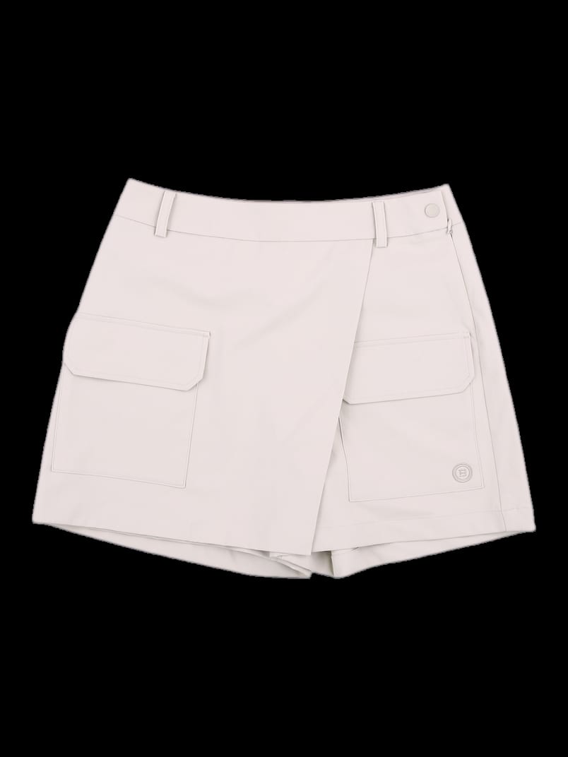 베이지 랩 스타일 카고 반바지
