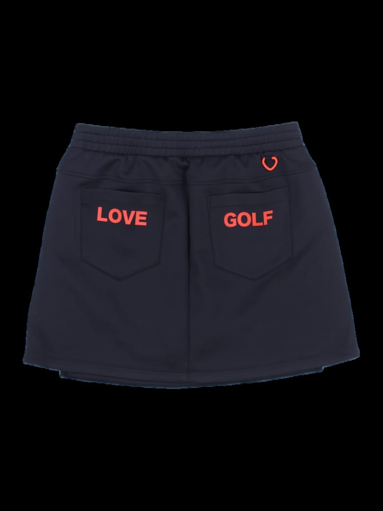 블랙 레터링 포인트 드로우스트링 미니 스커트