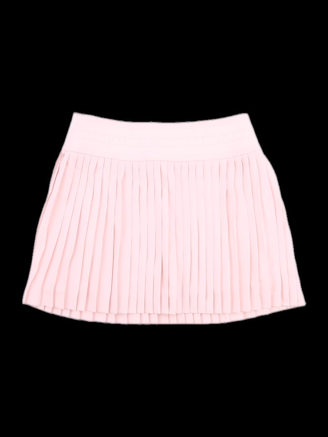 핑크 솔리드 플리츠 미니 스커트