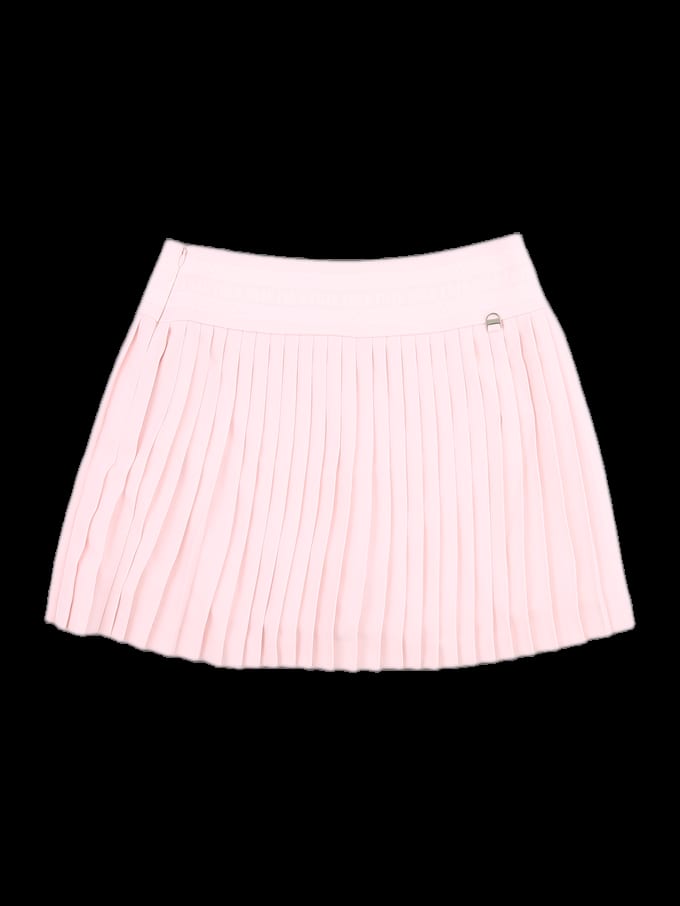 핑크 솔리드 플리츠 미니 스커트