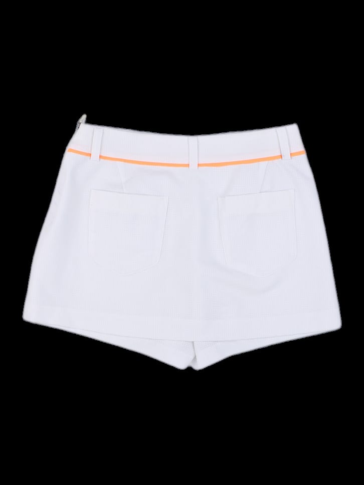 화이트 랩 디자인 벨티드 큐롯 스커트