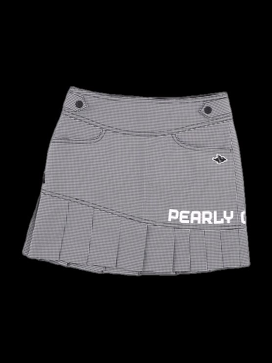 블랙 체크 플리츠 스커트