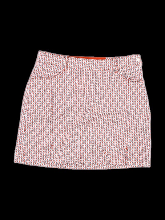 오렌지 기하학 패턴 미니 스커트