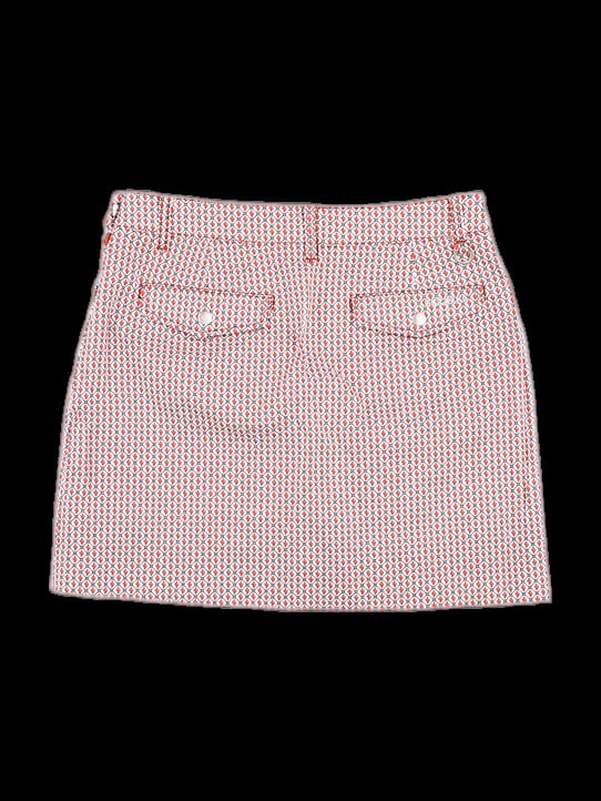 오렌지 기하학 패턴 미니 스커트