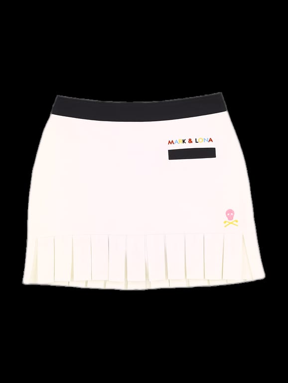 화이트 블랙 배색 플리츠 큐롯 스커트