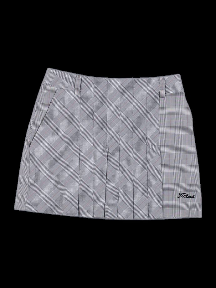 그레이 글렌 체크 플리츠 큐롯 스커트