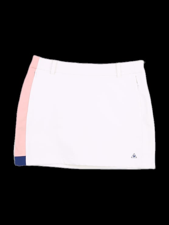 화이트 핑크 컬러블록 A라인 미니 스커트