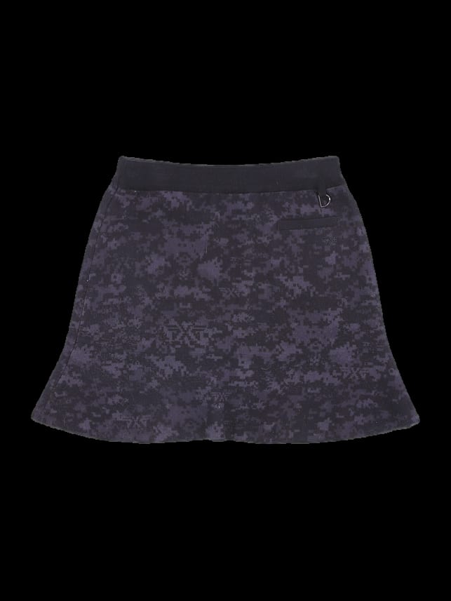 블랙 카모플라쥬 패턴 플레어 스커트