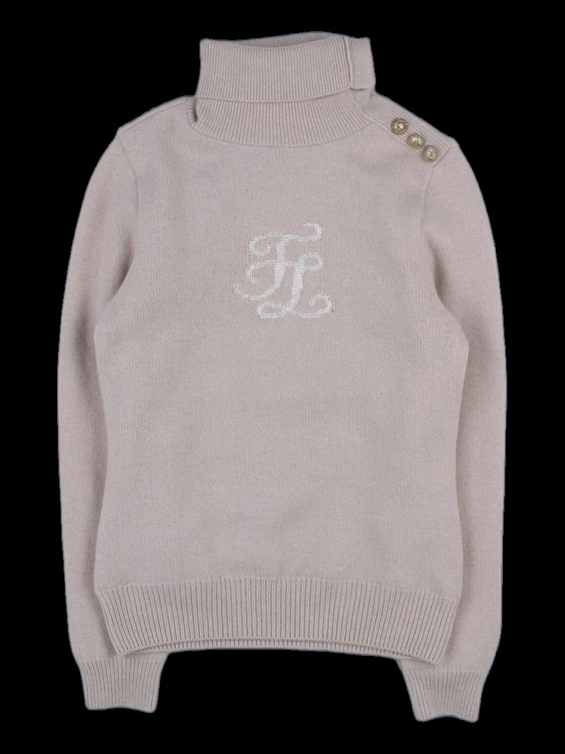 베이지 터틀넥 긴팔 니트