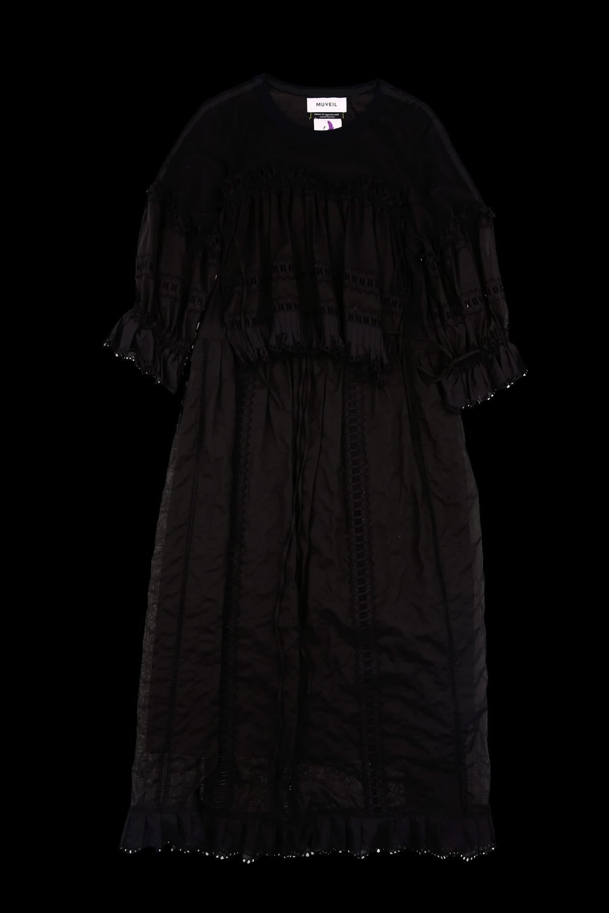 레이스 프릴 배색 원피스