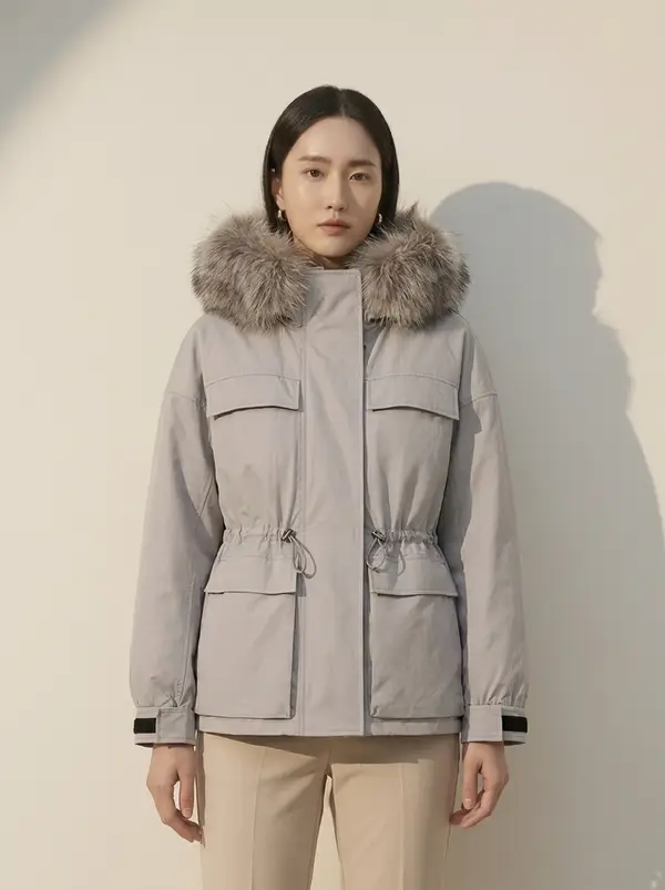 여우털 후드 점퍼 패딩