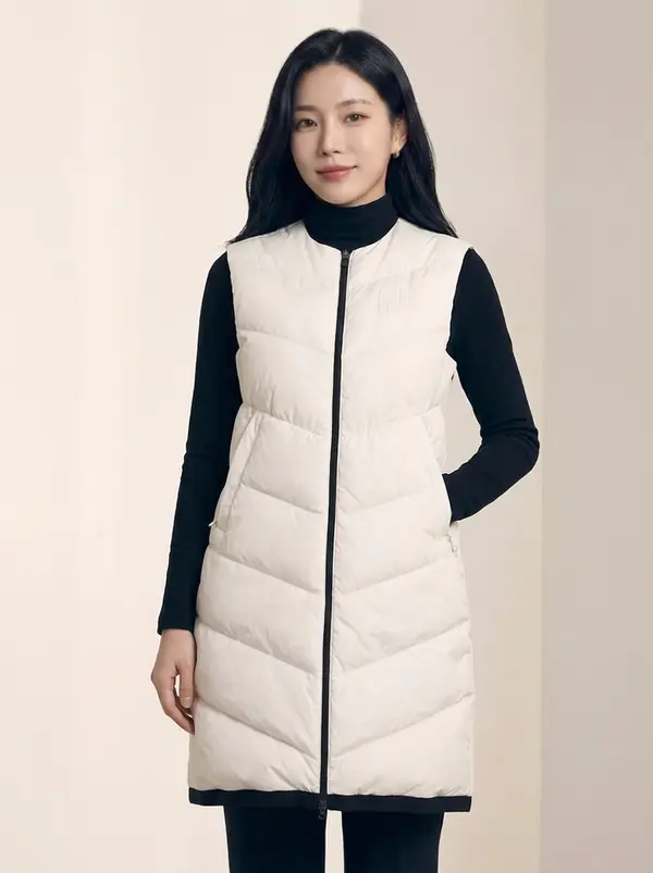 로고 롱 패딩베스트