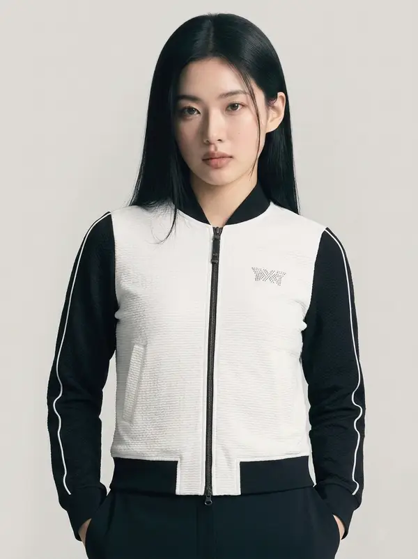 PXG 배색 퀼팅 집업 자켓