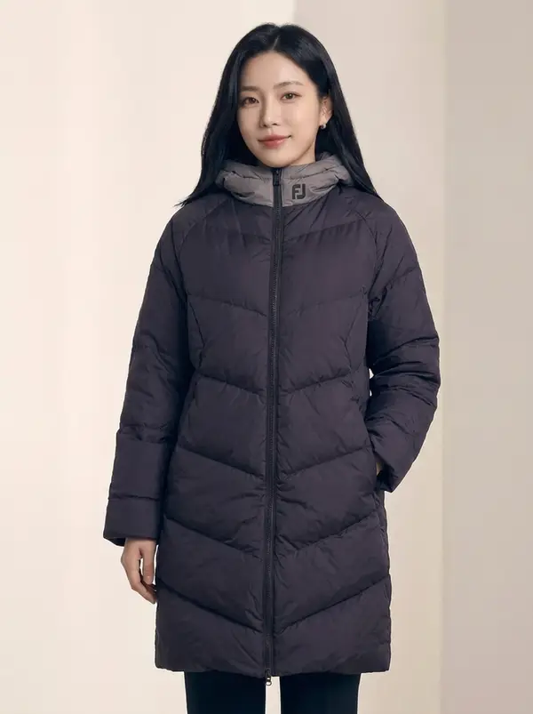 그레이 후드 롱 패딩