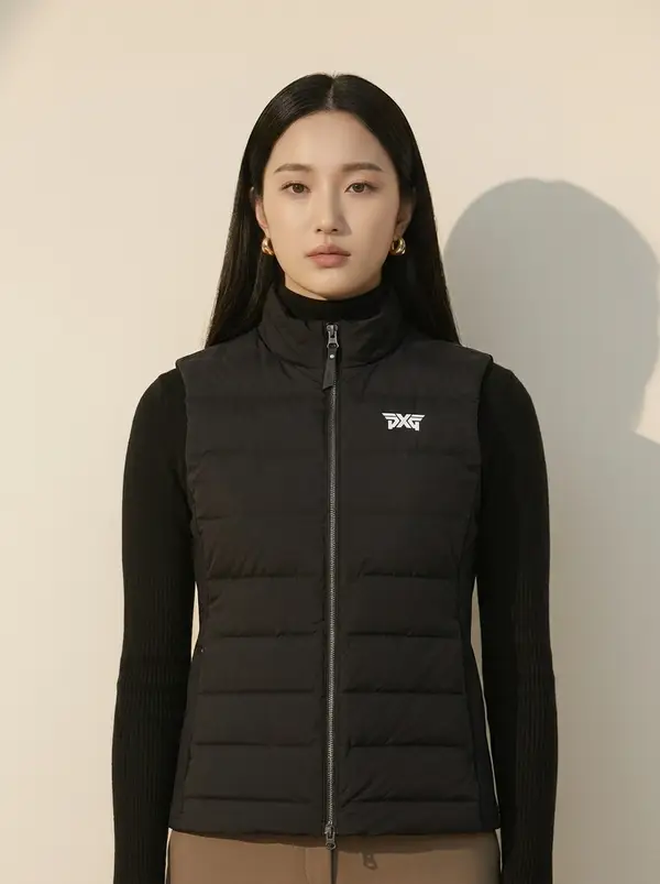 블랙 하이넥 패딩 베스트