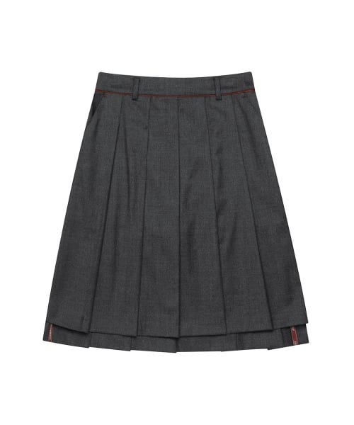 울 언밸런스 미디 플리츠 큐롯(CHARCOAL GRAY)