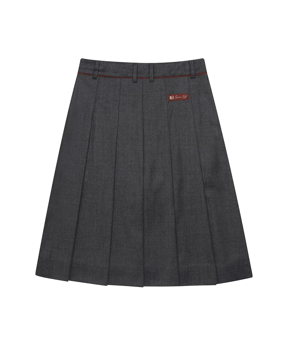 울 언밸런스 미디 플리츠 큐롯(CHARCOAL GRAY)