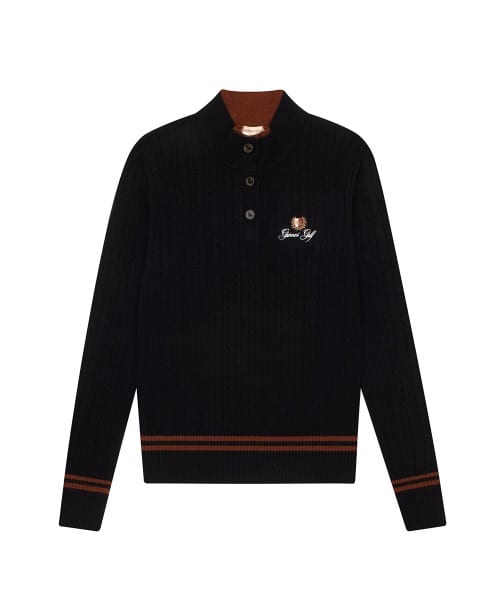 케이블 더블넥 풀오버 우먼(BLACK)